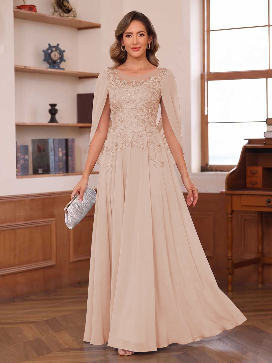 Seren Faye Peach front view mother of the bride dress
