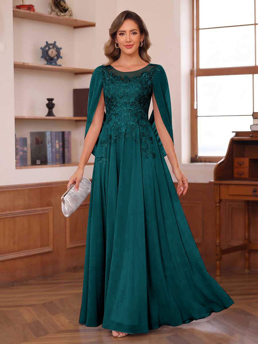 Dahlia peacock front view mother of the bride dress