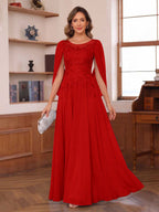 Seren Faye Red front view mother of the bride dress