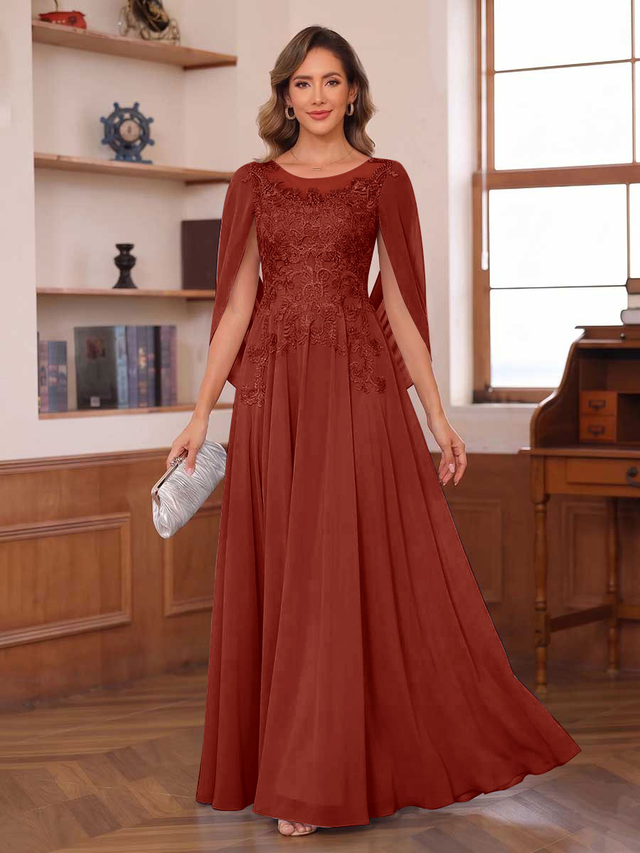 Dahlia rust front view mother of the bride dress
