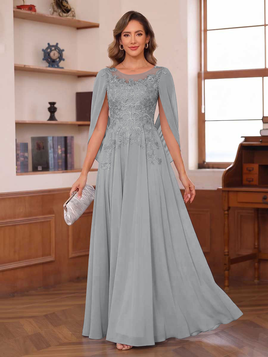 Seren Faye Silver front view mother of the bride dress