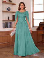 Dahlia pool blue alternate front view 3 mother of the bride dress