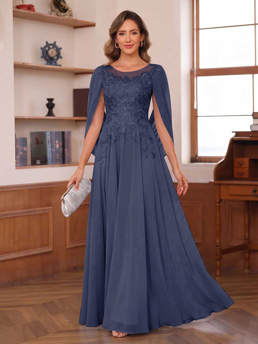 Seren Faye Dusty Blue back view mother of the bride dress