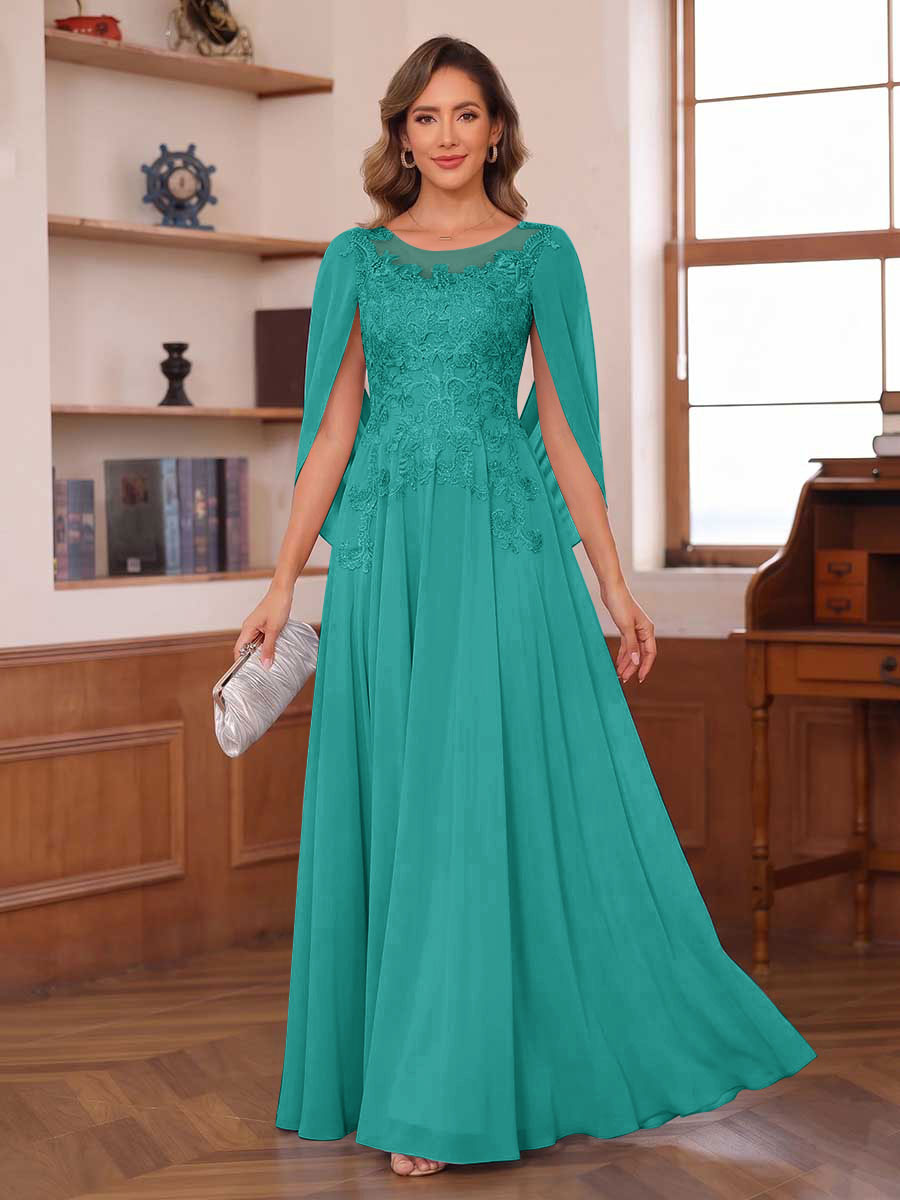 Dahlia turquoise front view mother of the bride dress