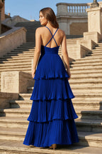 Teal Chiffon A-Line Bridesmaid Dress with Spaghetti Straps Neckline and Floor Length