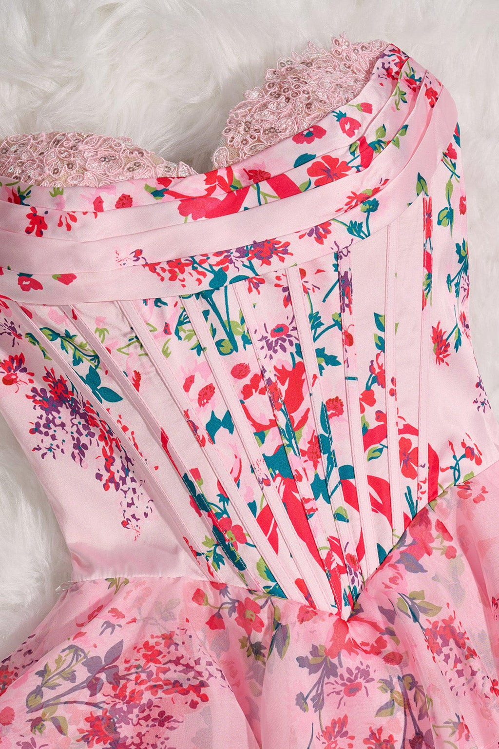 Sky Blue A Line Sweetheart Floral Chiffon Corset Ruffled Homecoming Dresses