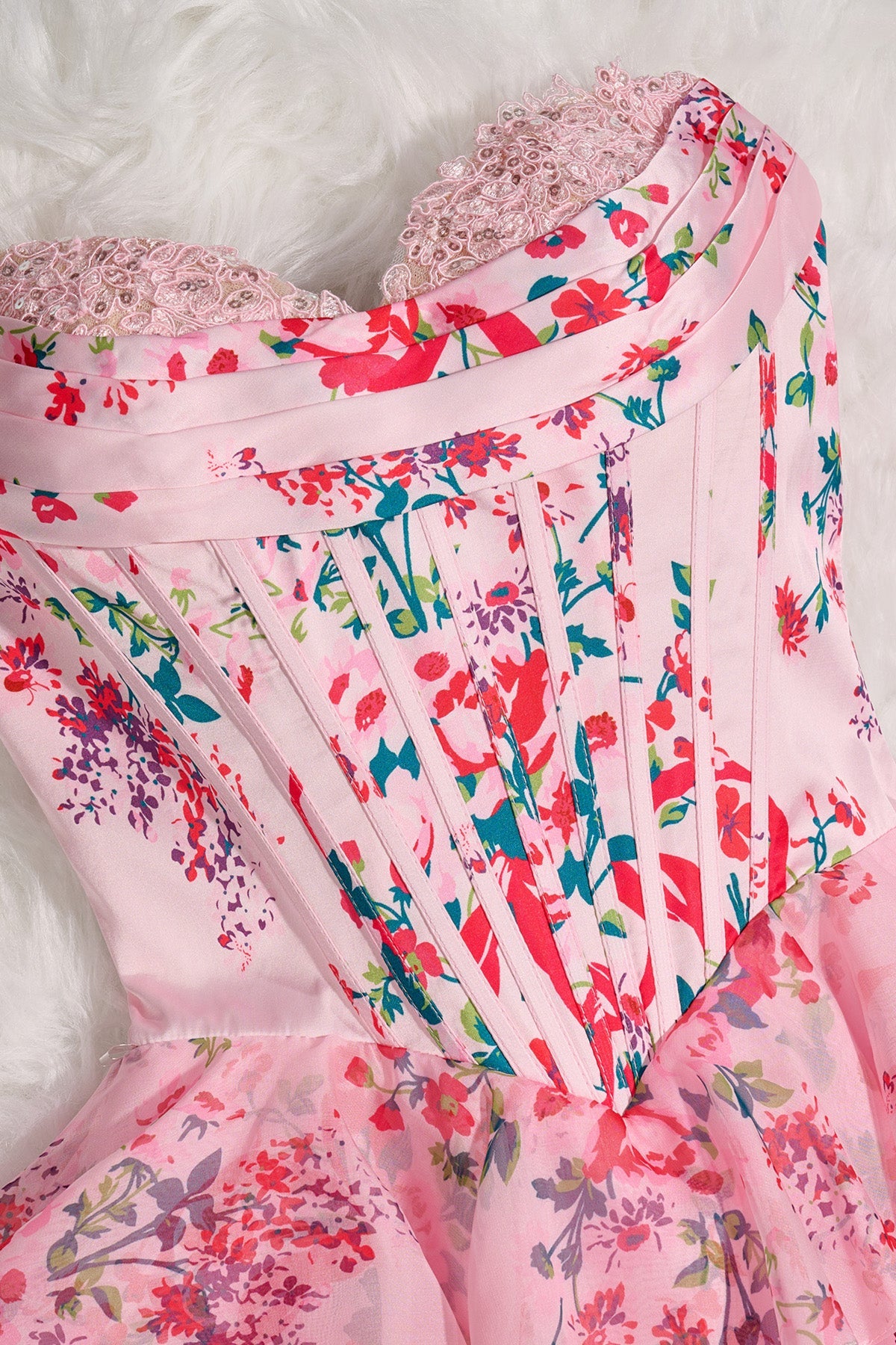 Sky Blue A Line Sweetheart Floral Chiffon Corset Ruffled Homecoming Dresses