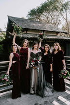 Elegant A Line Sweep Brush Train Tulle Gothic Wedding Dress Wedding Dress