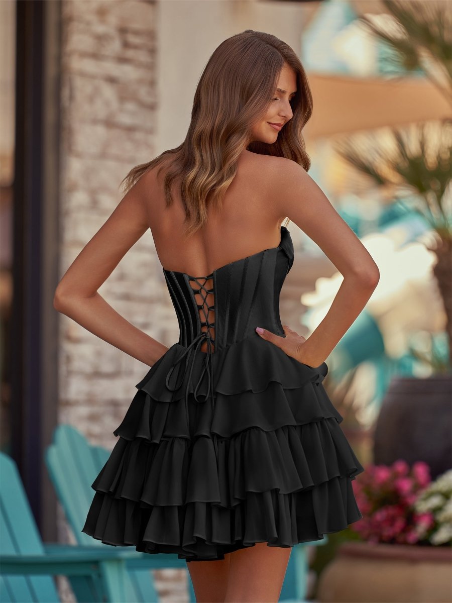Mirabel Black back view homecoming dress