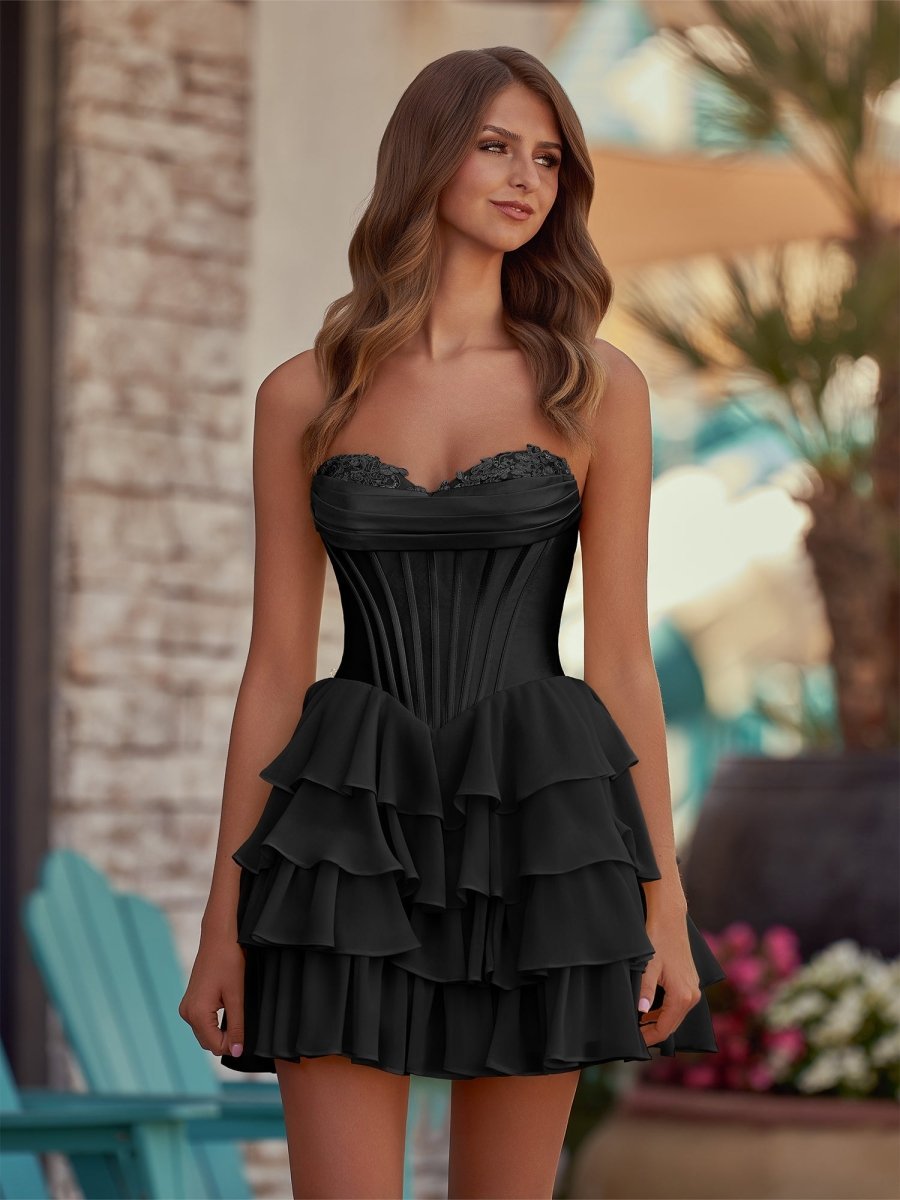 Mirabel Black front view homecoming dress