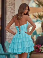 Mirabel Blue back view homecoming dress