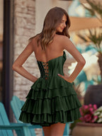 Mirabel Dark Green back view homecoming dress