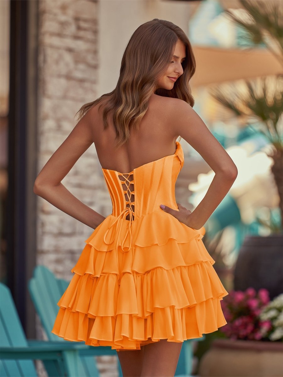 Mirabel Orange back view homecoming dress