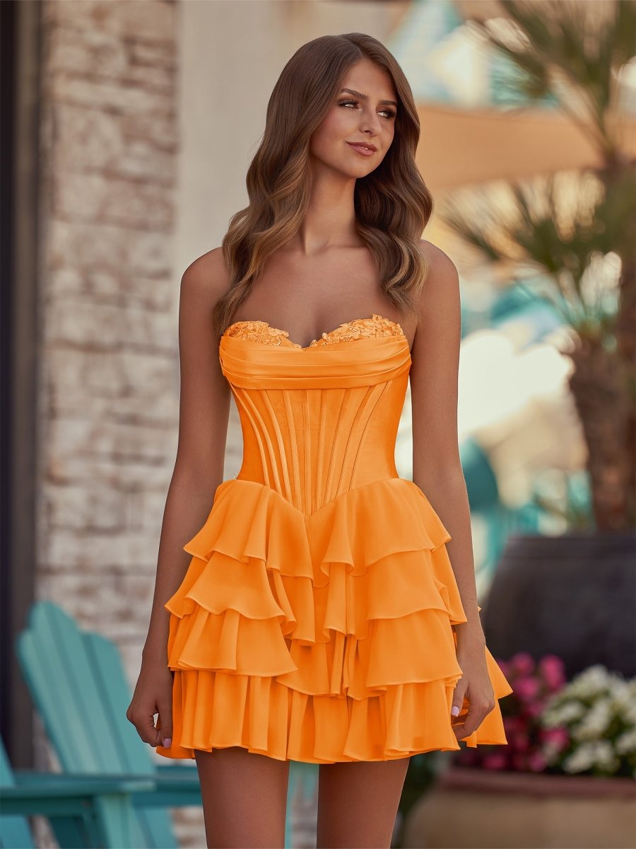 Mirabel Orange front view homecoming dress