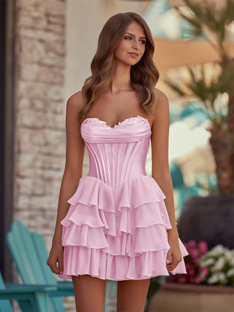 Mirabel Pink front view homecoming dress