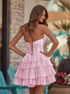Mirabel Pink back view homecoming dress