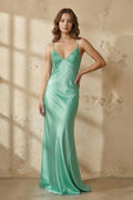 Xanthe Celeste Mint Green front view prom dress