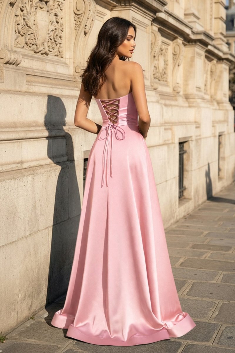 Blythe Corinne Rose Pink back view prom dress
