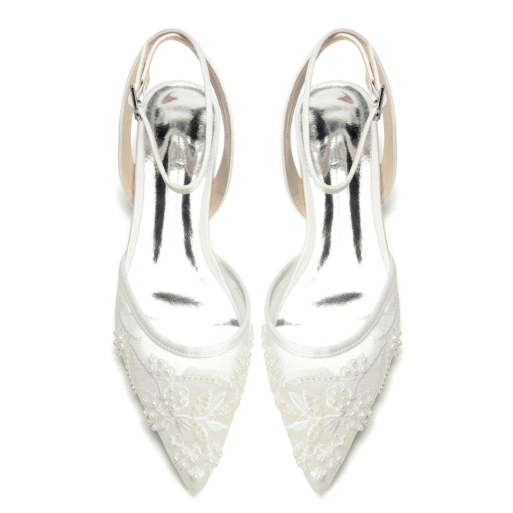 Elara Flat Ivory detail view shoes