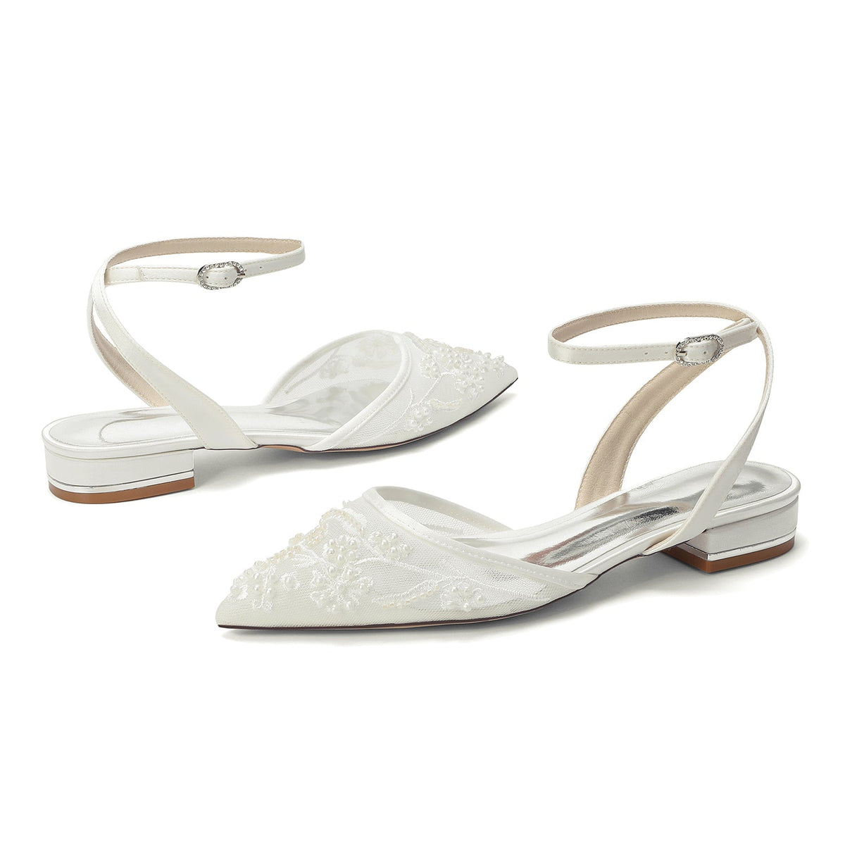 Elara Flat Ivory detail view 2 shoes