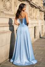 Blythe Corinne Sky Blue back view prom dress