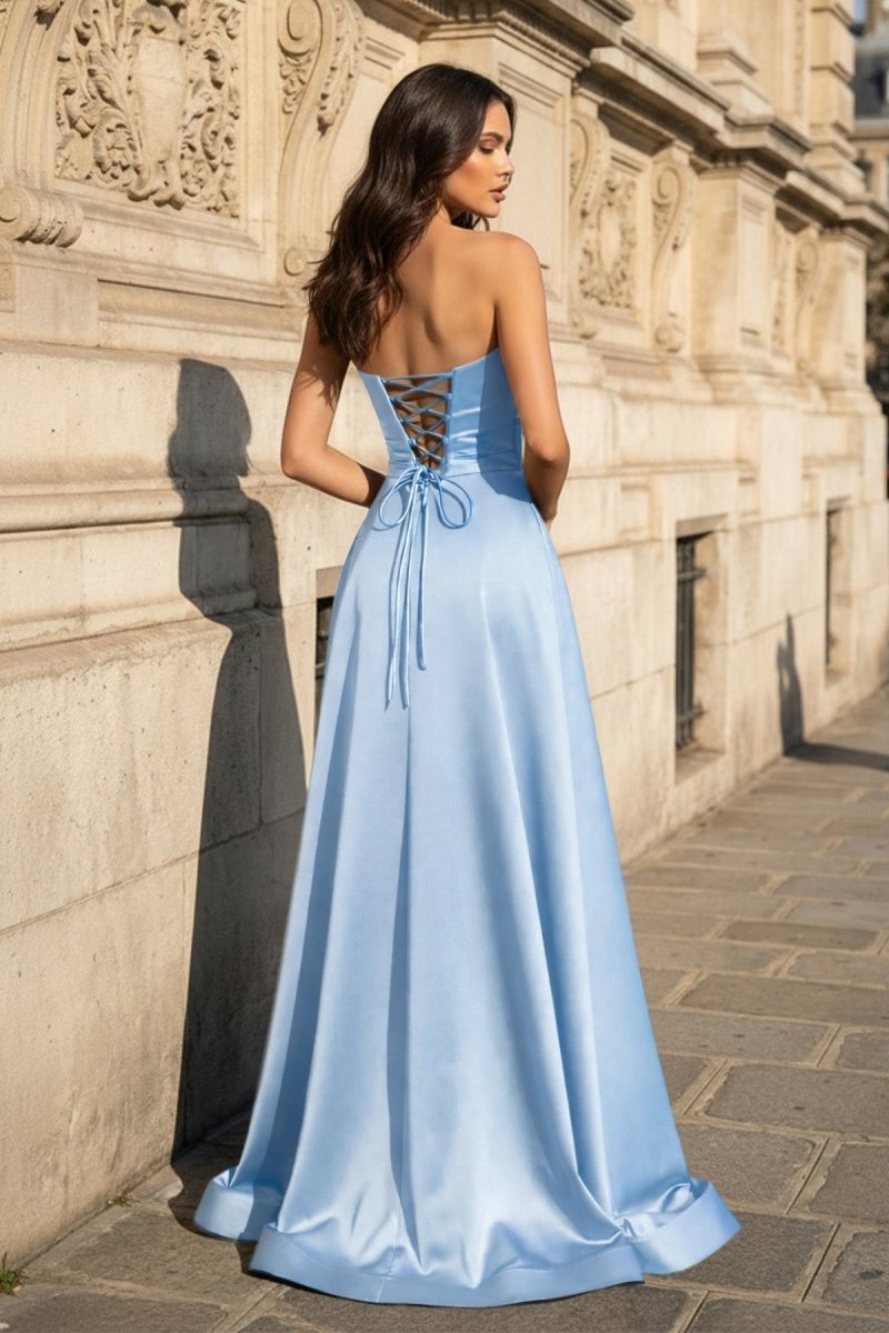 Blythe Corinne Sky Blue back view prom dress