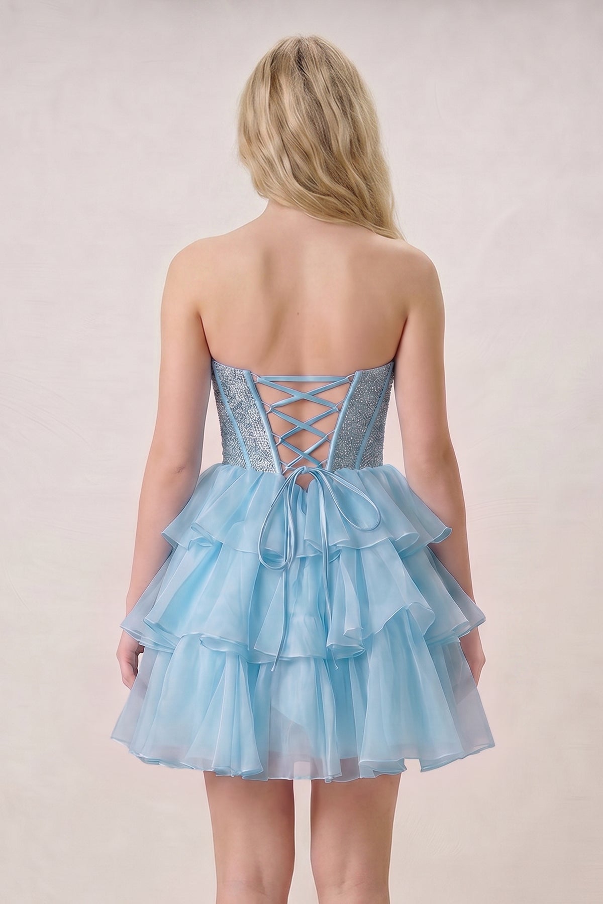 Black Strapless A Line Chiffon Beaded Mini Homecoming Dresses With Ruffles