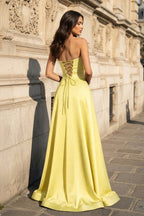 Blythe Corinne Yellow back view prom dress
