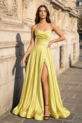 Blythe Corinne Yellow front view prom dress