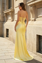 Ink Blue Satin Mermaid Evening Dress with Sweetheart Neckline and Beading