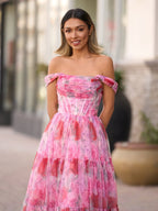 Lorelei Skye Rose Pink side view prom dress