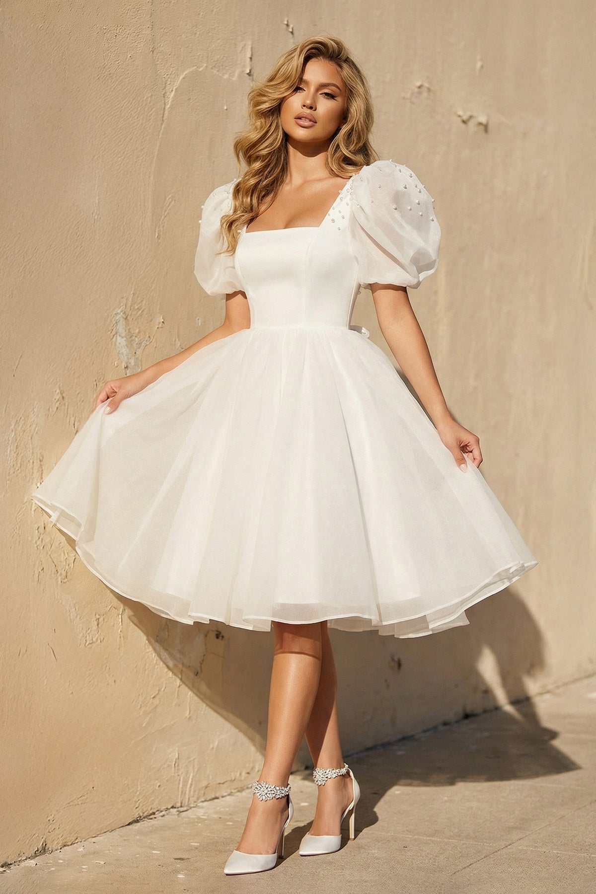 Bellamy Wren Diamond White front view wedding dress