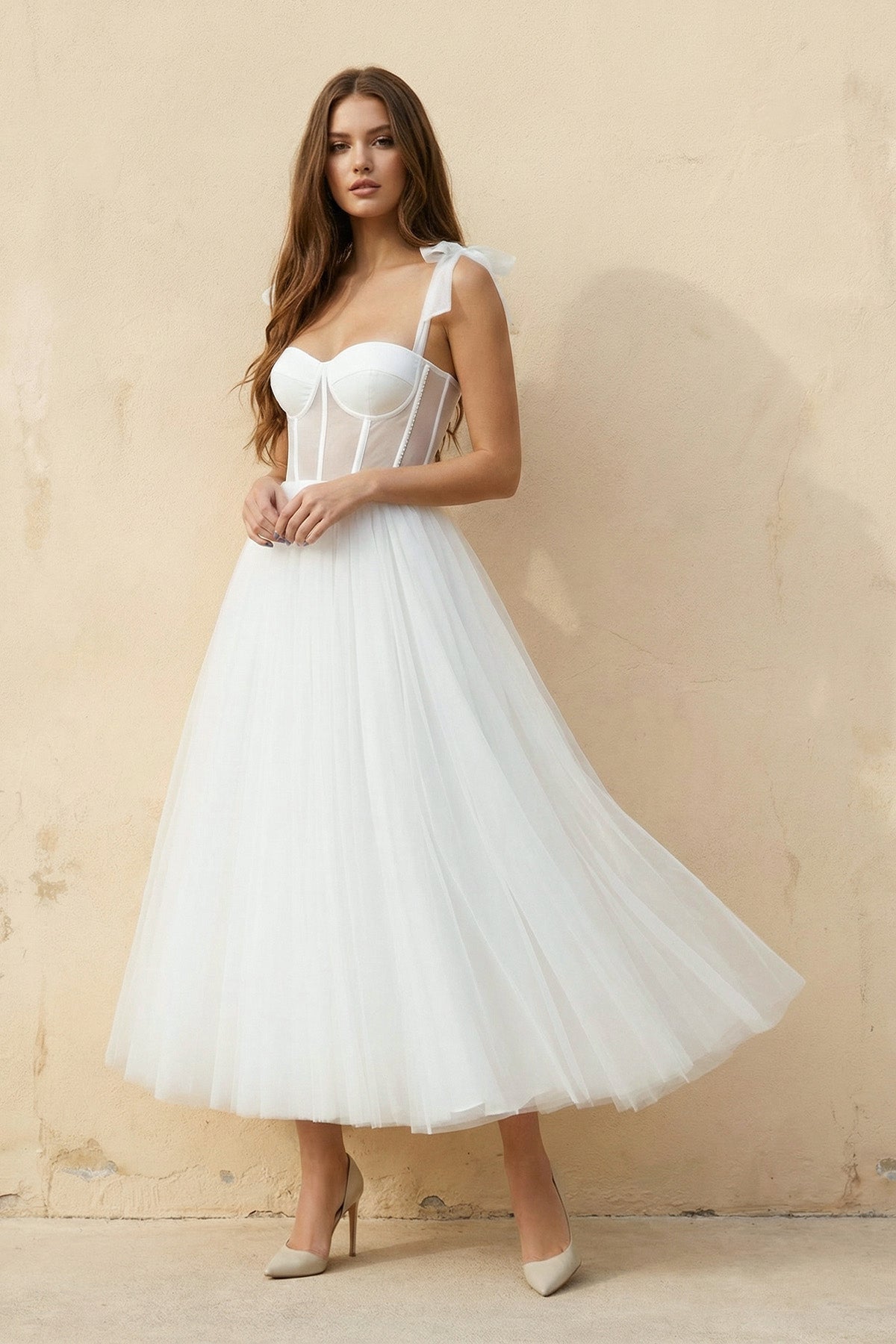 Aurelia Pearl Diamond White front view wedding dress