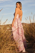 A-Line Sweetheart Floral Printed Long Formal Prom Gown