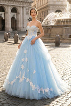 Bellamy Raine Sky Blue front view prom dress