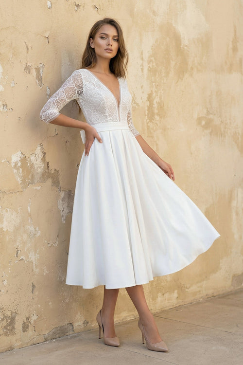 Aurelia Nell Diamond White front view wedding dress
