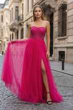 Zephyra Hot Pink front view prom dress