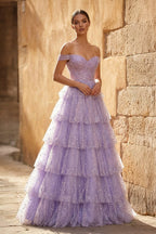 Clarisse Wren Lilac front view prom dress