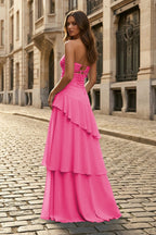 Yara Simone Hot Pink back view prom dress