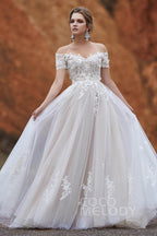 Elegant A Line Sweep Brush Train Tulle Gothic Wedding Dress Wedding Dress