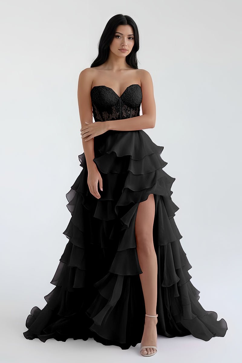 Blush Chiffon Evening Dress with Sweetheart Neckline and Ruffles