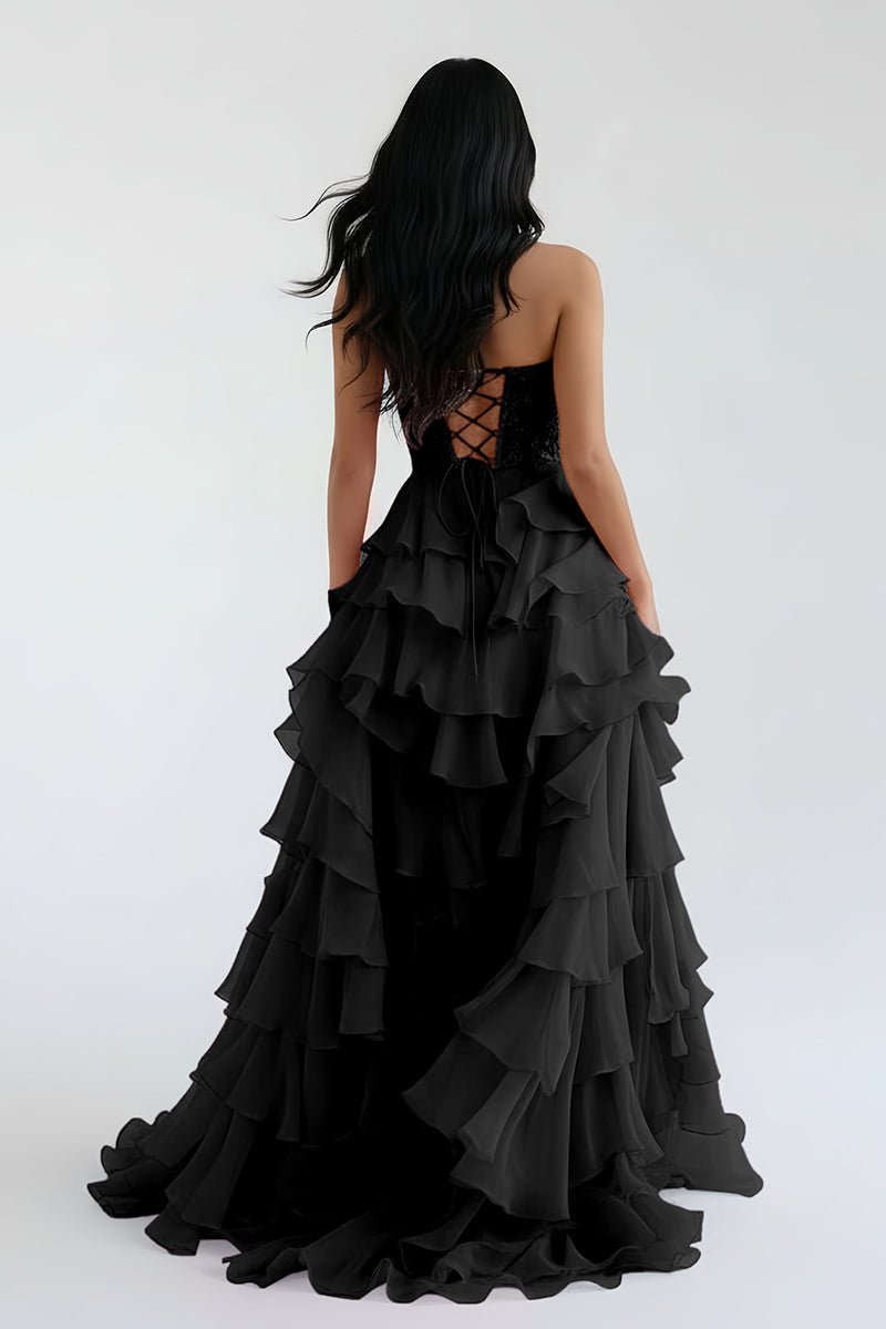Blush Chiffon Evening Dress with Sweetheart Neckline and Ruffles