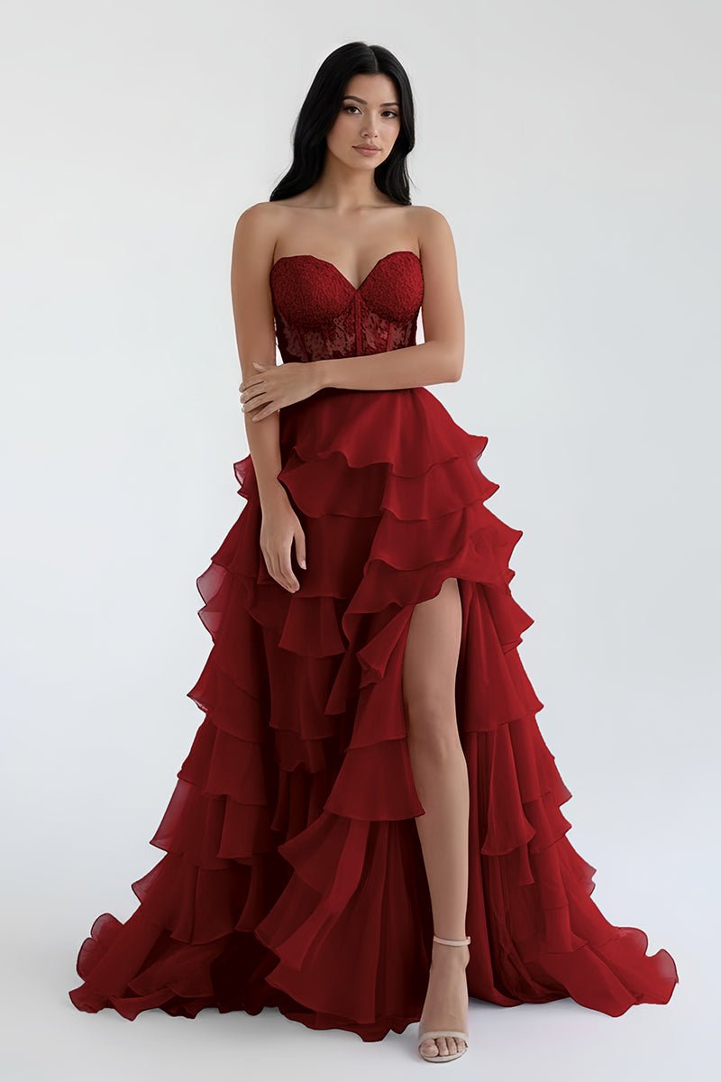 Blush Chiffon Evening Dress with Sweetheart Neckline and Ruffles