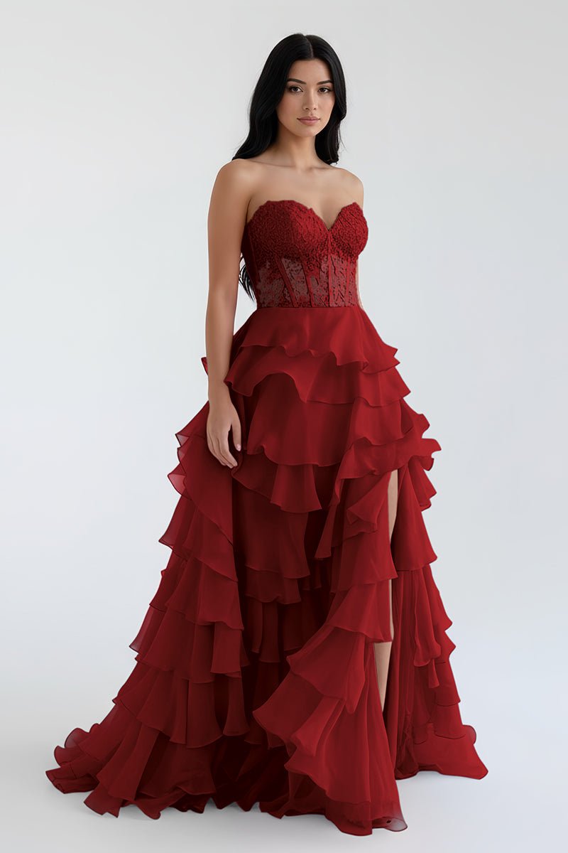 Blush Chiffon Evening Dress with Sweetheart Neckline and Ruffles