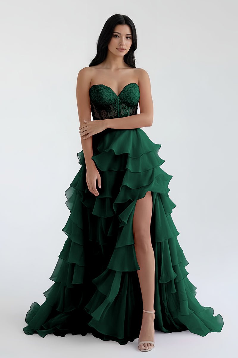 Blush Chiffon Evening Dress with Sweetheart Neckline and Ruffles