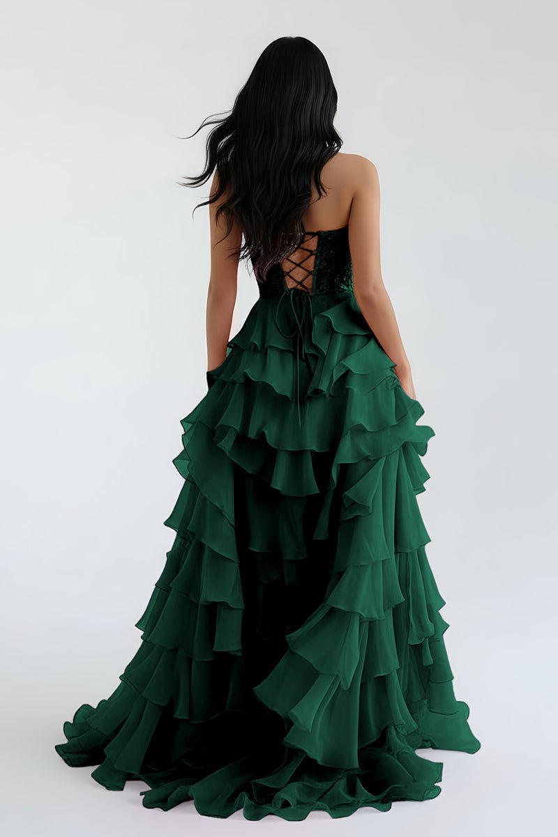 Blush Chiffon Evening Dress with Sweetheart Neckline and Ruffles