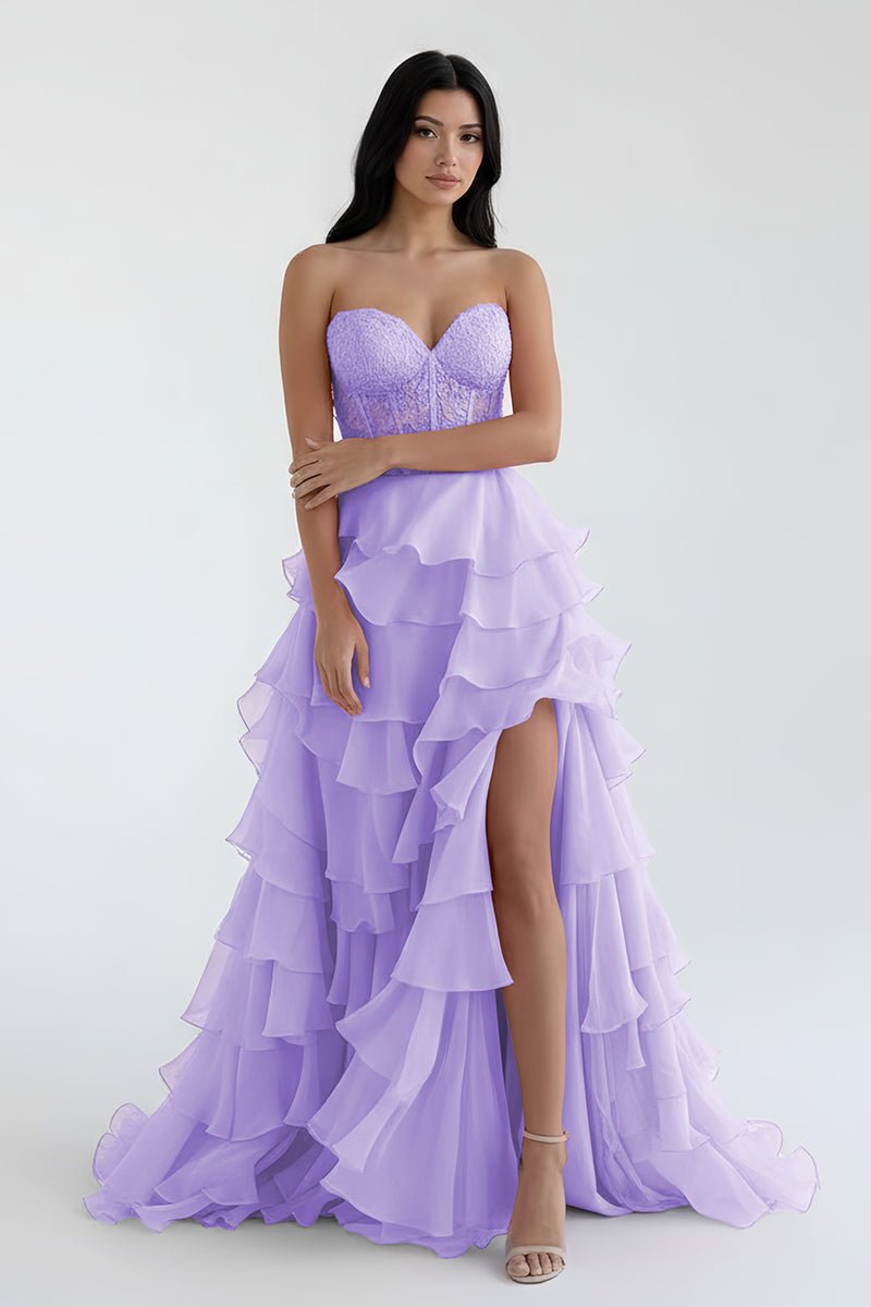 Blush Chiffon Evening Dress with Sweetheart Neckline and Ruffles