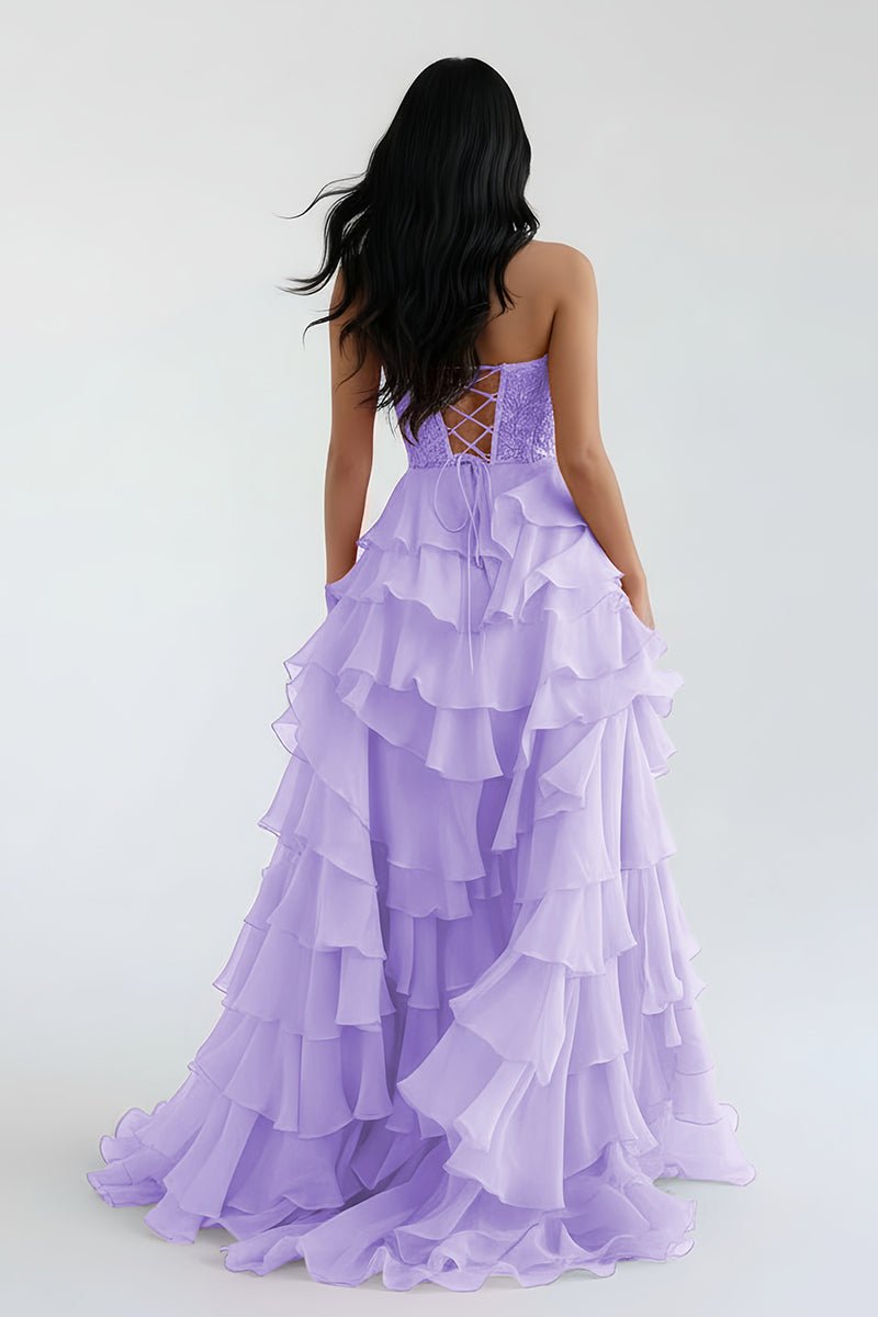 Blush Chiffon Evening Dress with Sweetheart Neckline and Ruffles
