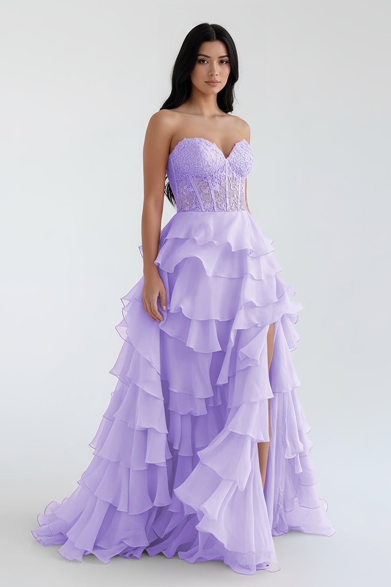 Blush Chiffon Evening Dress with Sweetheart Neckline and Ruffles