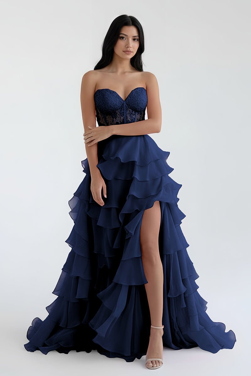 Blush Chiffon Evening Dress with Sweetheart Neckline and Ruffles